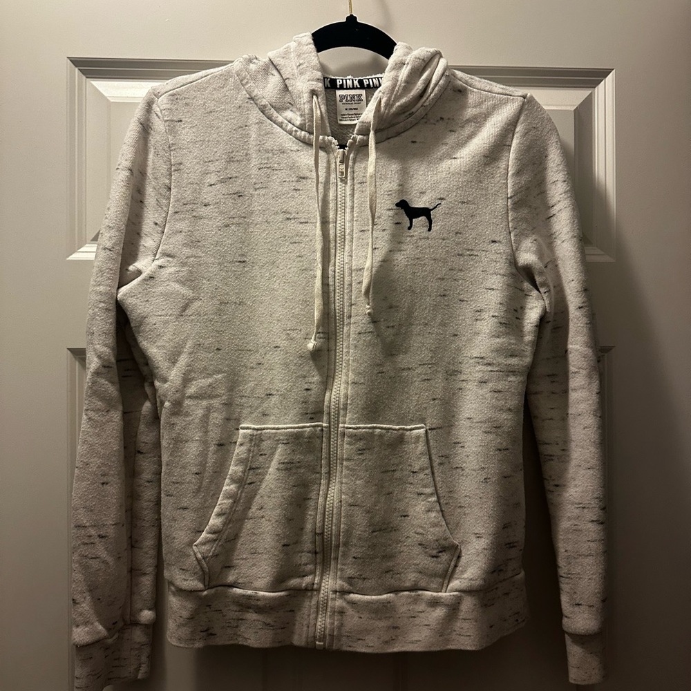 PINK Victoria's Secret Light Gray Zip-Up Hoodie